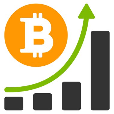 Büyüyen Bitcoin grafik düz simgesi