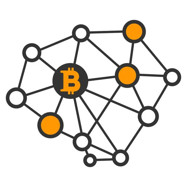 Bitcoin structuur platte netwerkpictogram — Stockvector