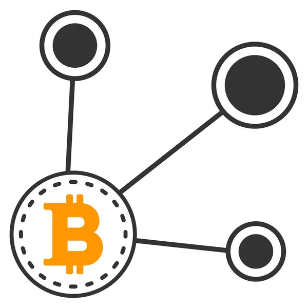 Bitcoin-Knoten verbinden flaches Symbol — Stockvektor