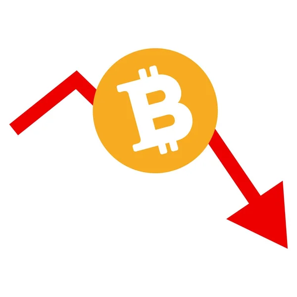 Bitcoin durgunluk grafik düz simgesi — Stok Vektör