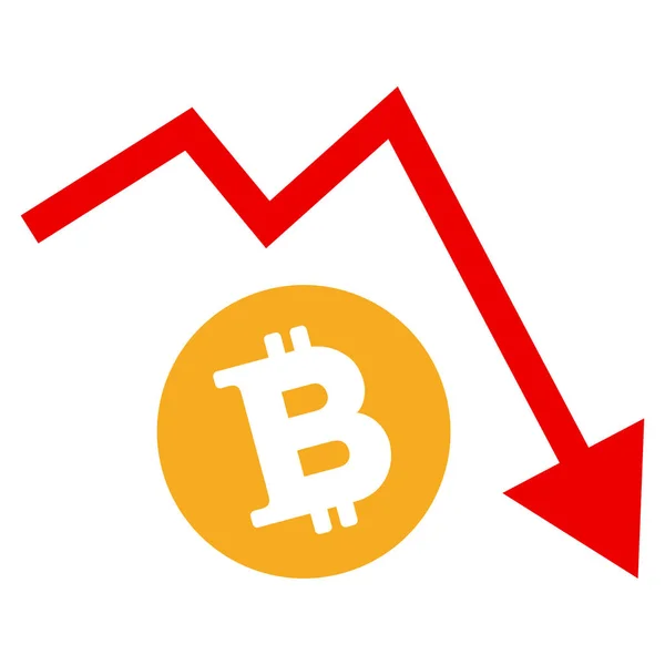 Bitcoin durgunluk Trend düz simgesi — Stok Vektör