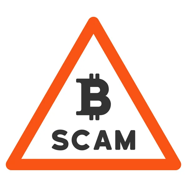 Плоский значок Bitcoin Scam Попередження — стоковий вектор