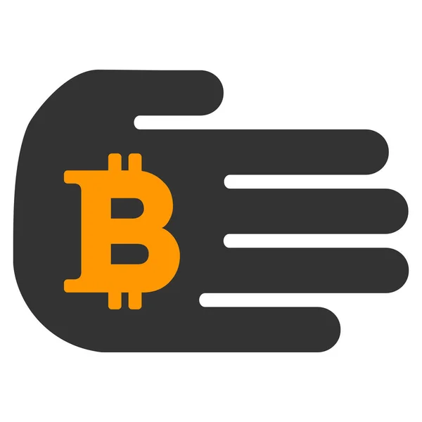 Hand Give Bitcoin Flat Icon — Stock Vector