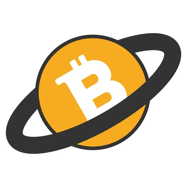 Ringed Bitcoin Flat Icon — Stock Vector