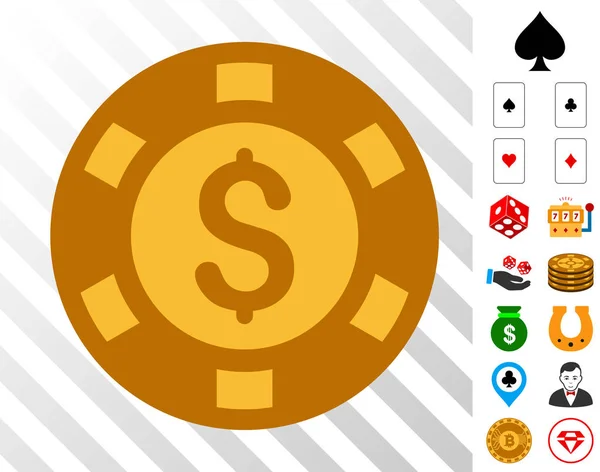 Casino Chip Symbol mit Bonus — Stockvektor