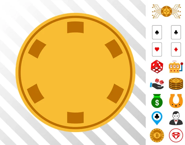 Casino čip ikona s bonusem — Stockový vektor