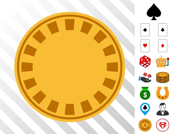 Casino Chip Symbol mit Bonus — Stockvektor