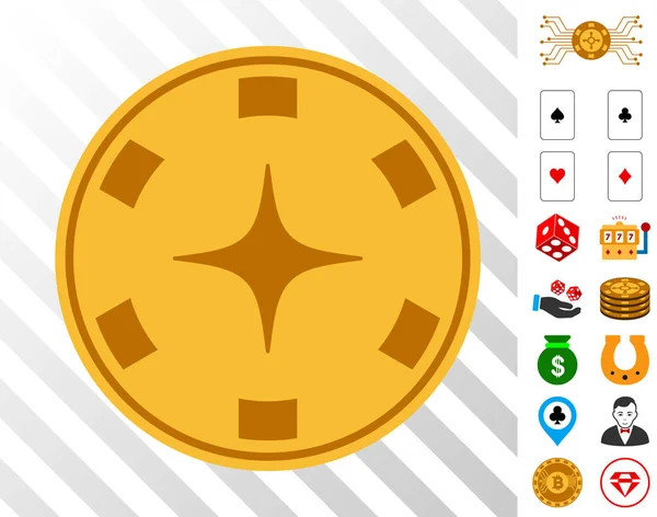 Casino Chip Symbol mit Bonus — Stockvektor