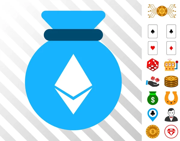 Ethereum Sack Icon with Bonus — Stock Vector