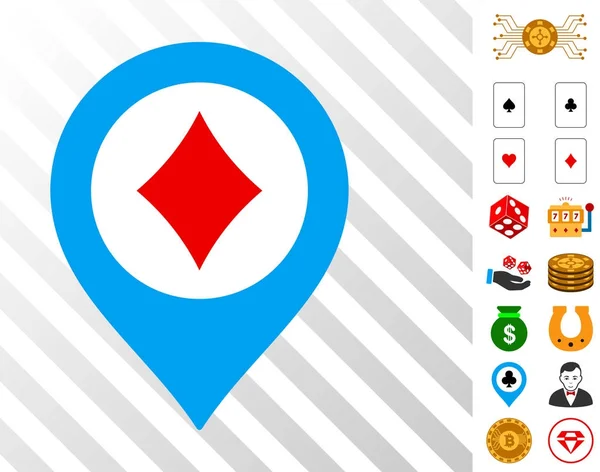 Ícone do marcador do mapa do casino com bônus —  Vetores de Stock