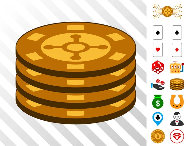 Casino Chip Stack Symbol mit Bonus — Stockvektor