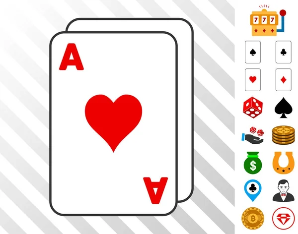 Playing Cards Icon with Bonus — Stock Vector