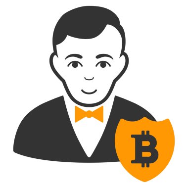 Bitcoin kullanıcı kalkan düz simgesi