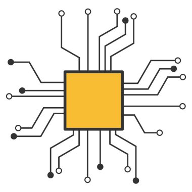 Çip devre bağlantıları düz simgesi
