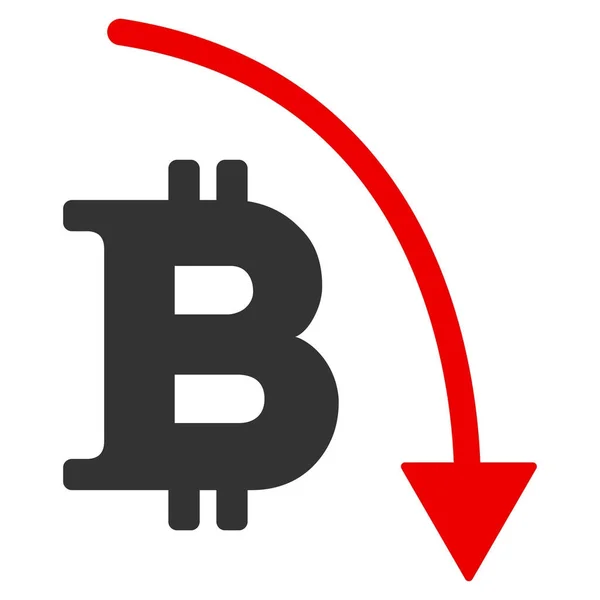 Bitcoin τάση μείωσης επίπεδη εικονίδιο — Φωτογραφία Αρχείου