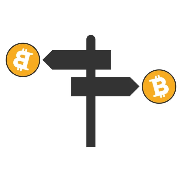 Bitcoin дорожного указателя плоский значок — стоковое фото
