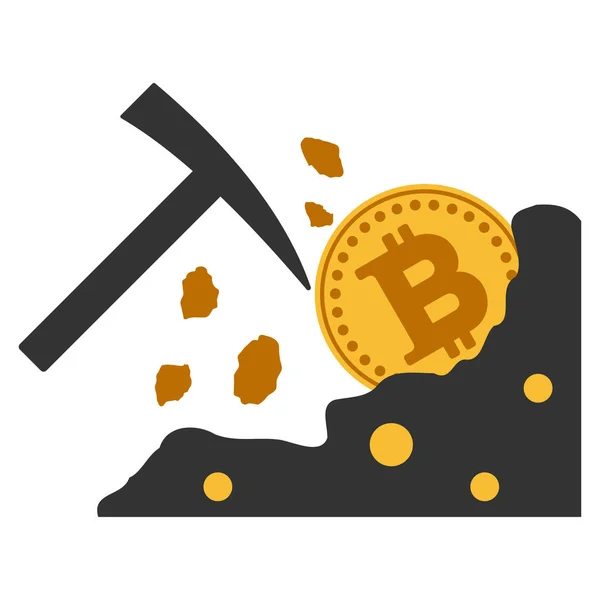 Bitcoin 바위 광업 플랫 아이콘 — 스톡 사진