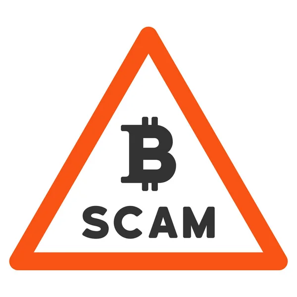 Плоский значок Bitcoin Scam предупреждения — стоковое фото