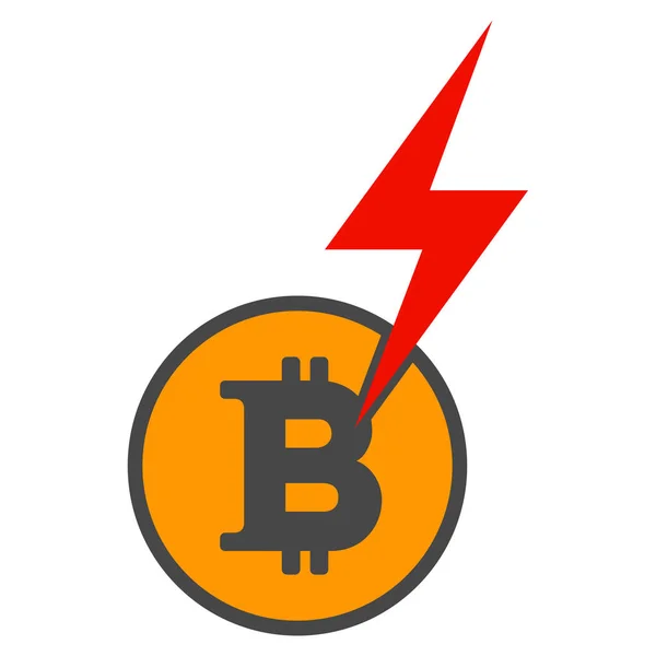 Bitcoin Shock Thunderbolt Icono plano —  Fotos de Stock