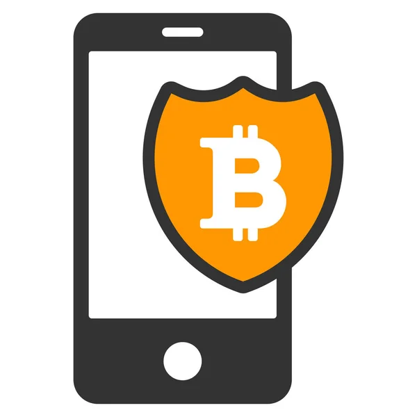 Bitcoin Smartphone Shield Icono plano — Foto de Stock