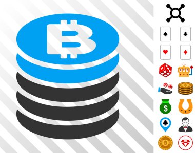 Bonus ile Bitcoin sikke yığını simgesi