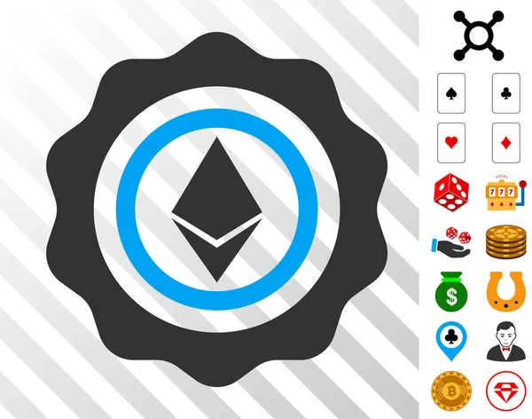 Ethereum σφραγίδα εικονιδίου με μπόνους — Διανυσματικό Αρχείο