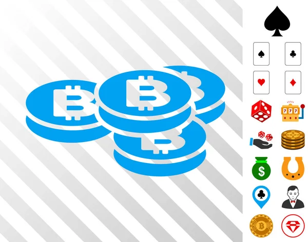 Bitcoin Coins Icon с бонусом — стоковый вектор