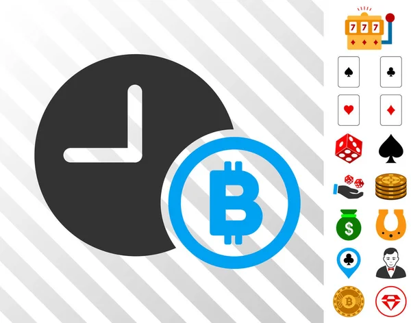 Bitcoin Reloj de crédito icono con bonificación — Archivo Imágenes Vectoriales