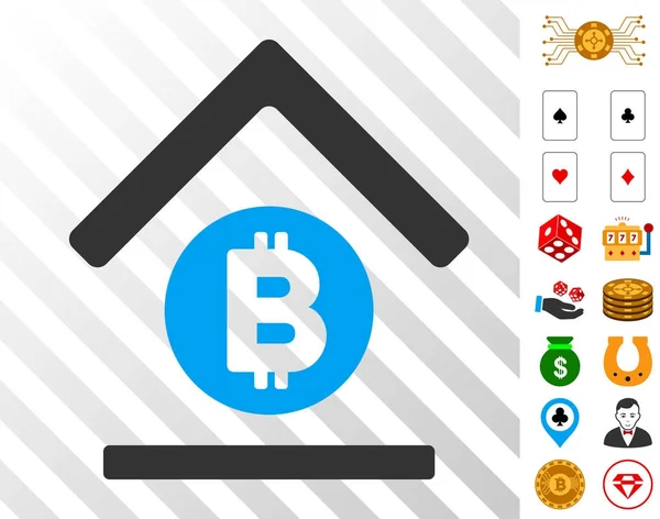 Bitcoin Bank Icône de toit avec Bonus — Image vectorielle
