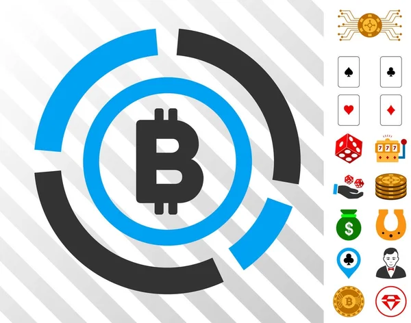 Bitcoin KRUHOVÁ ikona diagramu s bonusem — Stockový vektor