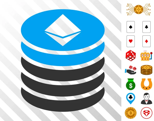 Ethereum Coin Stack Icon with Bonus — Stock Vector