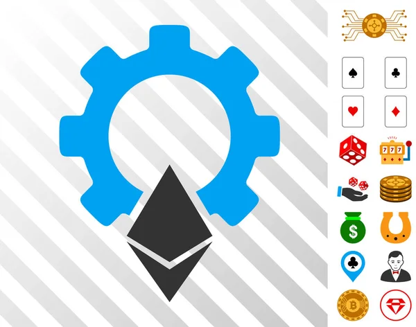 Ethereum Gear Icon with Bonus — Stock Vector