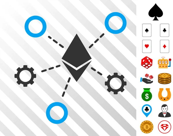 Ethereum Network Nodes Icon with Bonus — Stock Vector
