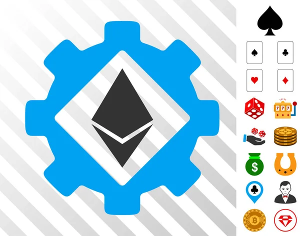 Ethereum Options Gear Icon with Bonus — Stock Vector