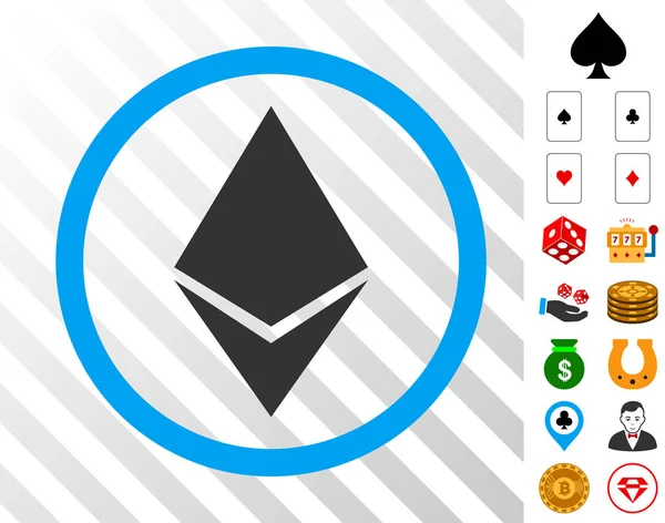 Ethereum zaoblené ikona s bonusem — Stockový vektor