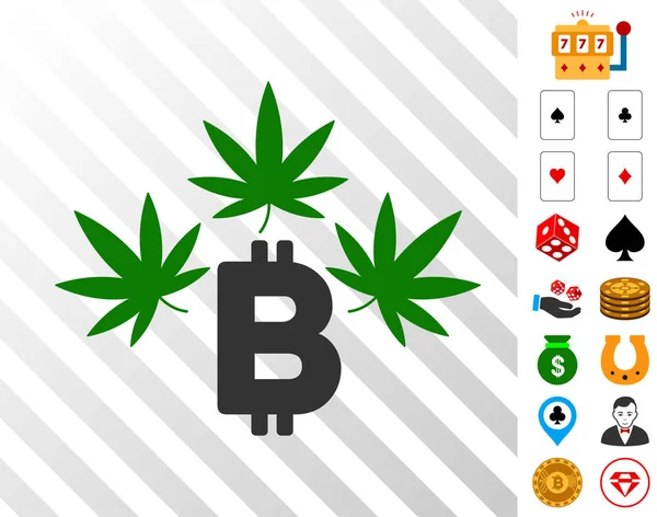 Marijuana Bitcoin Business Icône avec Bonus — Image vectorielle