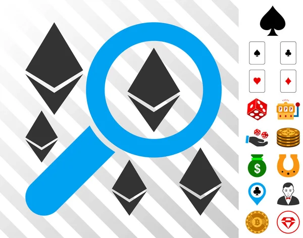 Search Ethereum Icon with Bonus — Stock Vector