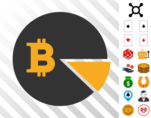 Иконка Круговая диаграмма Bitcoin с бонус — стоковый вектор