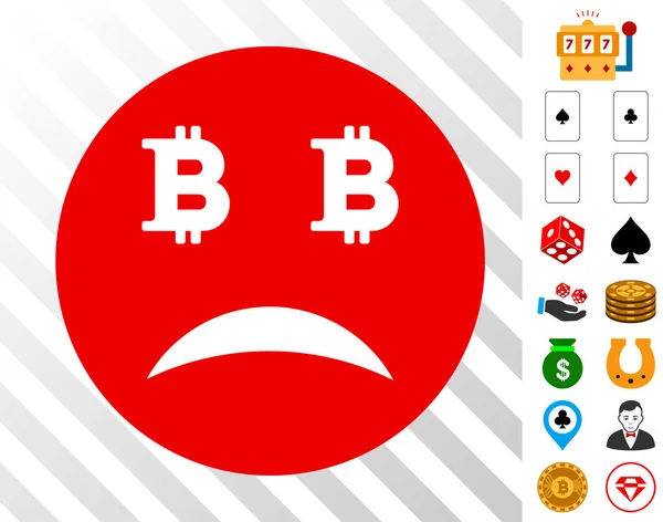 Bitcoin เศร้า Smiley ไอคอนกับโบนัส — ภาพเวกเตอร์สต็อก