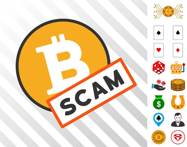Bitcoin Scam Icon with Bonus — Stock Vector