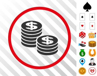 Doları para yığınları simgesi ile Bonus yuvarlak