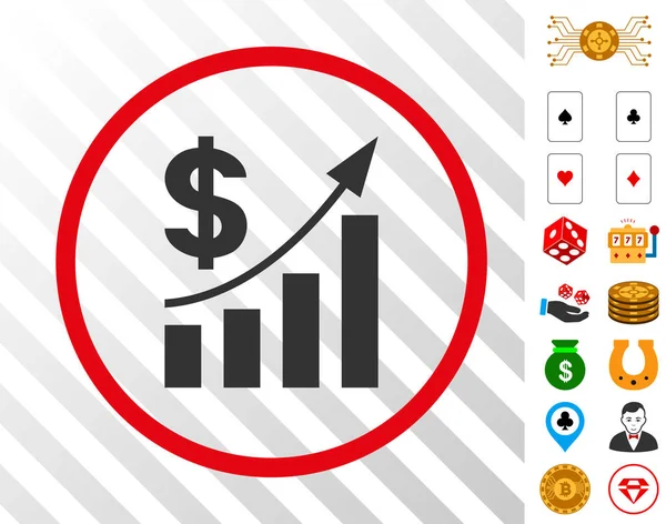 Dollar Bar Chart Tendance Icône arrondie avec Bonus — Image vectorielle