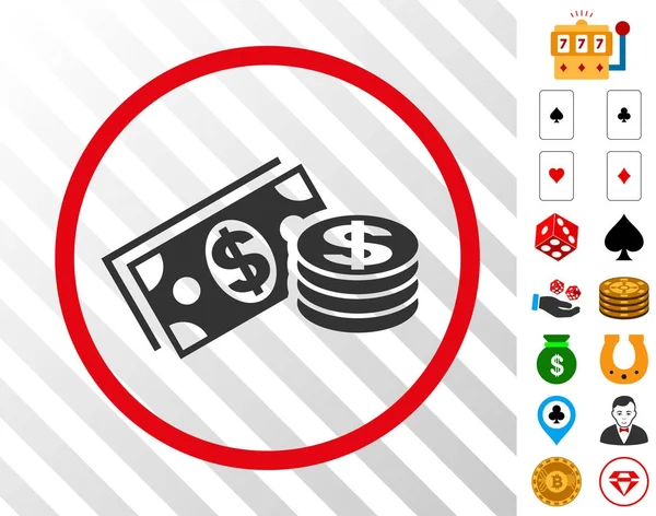 Dollar Cash afgeronde pictogram met Bonus — Stockvector