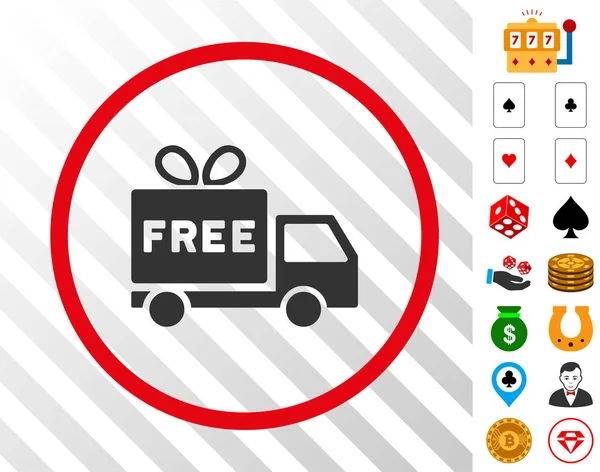 Free Shipment Rounded Icon with Bonus — Stock Vector