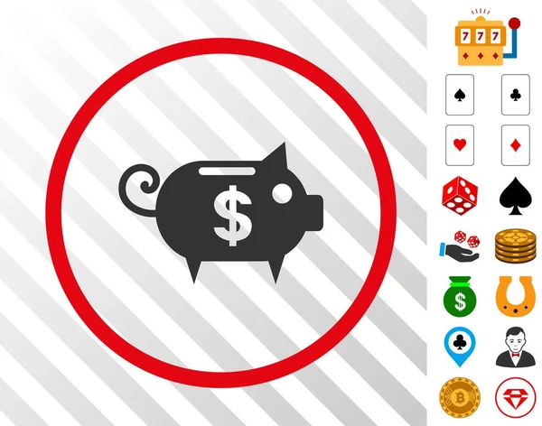 Piggy Bank afgeronde pictogram met Bonus — Stockvector