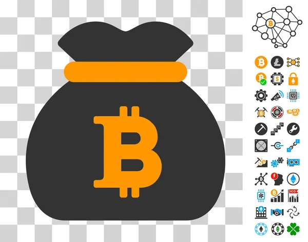 Bitcoin-Taschensymbol mit Bonus — Stockvektor