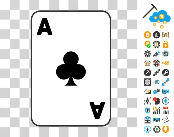 Clubes As jugando a la carta icono con bonificación — Vector de stock