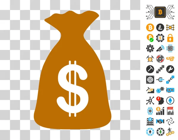 Money Sack Icon with Bonus — Stock Vector