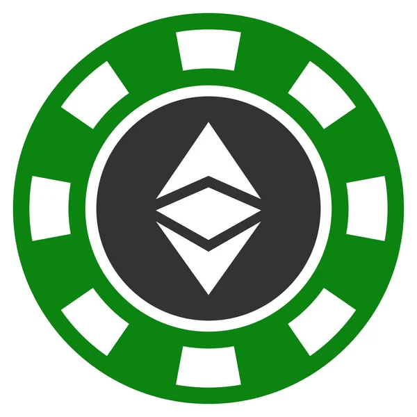 Ethereum Casino Chip Flat Icon — Stock Vector