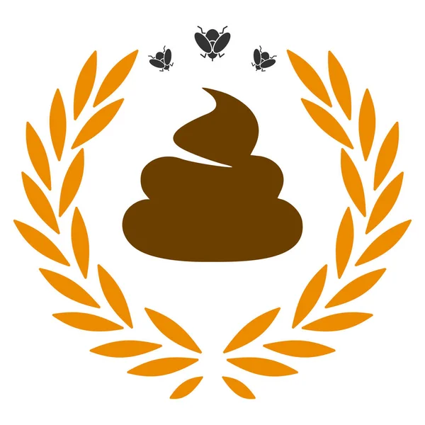 Shit Laurel Emblema Icono plano — Vector de stock